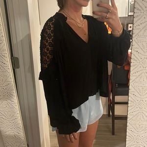 Long sleeve crochet free people top